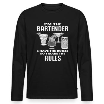 Bartender My Rules Saying Gift - Men's Premium Organic Long Sleeve Shirt - black - Front - Nico (187cm)