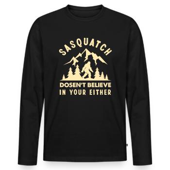 Bigfoot Hunter Mythe Créature Créature - T-shirt manches longues Premium bio Homme - noir - Devant - Nico (187cm)