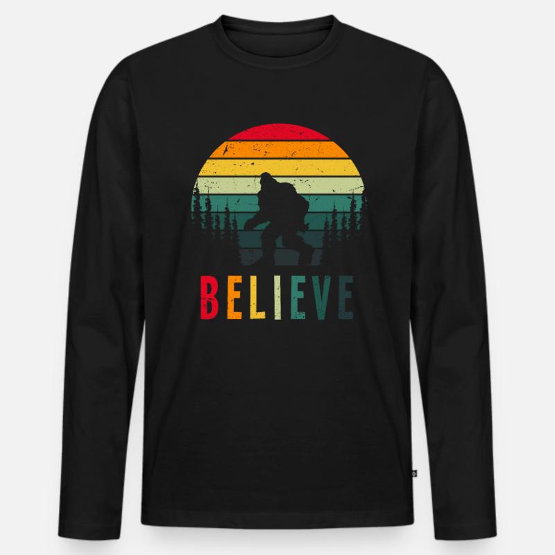 Retro Glaube Bigfoot - Männer Premium Bio Langarmshirt - Schwarz