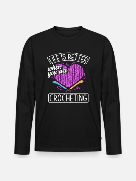 Crochet Hobby Passion - Men's Premium Organic Long Sleeve Shirt - black