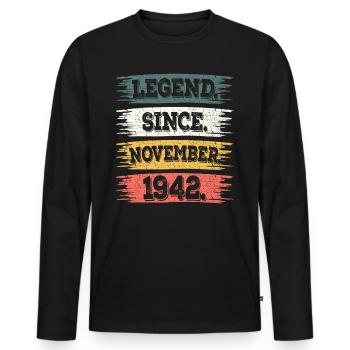 Legend since November 1942 80 years anniversary - Men's Premium Organic Long Sleeve Shirt - black - Front - Nico (187cm)