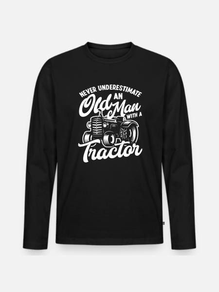 Farmer Old Man Tractor - Men's Premium Organic Long Sleeve Shirt - black