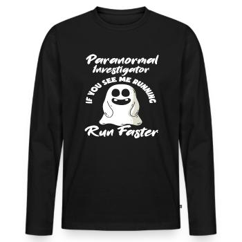 Chasseur de fantômes Chasse aux fantômes Fantômes - T-shirt manches longues Premium bio Homme - noir - Devant - Nico (187cm)