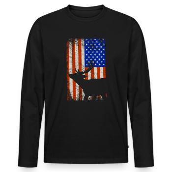 Drapeau américain Patriot - T-shirt manches longues Premium bio Homme - noir - Devant - Nico (187cm)