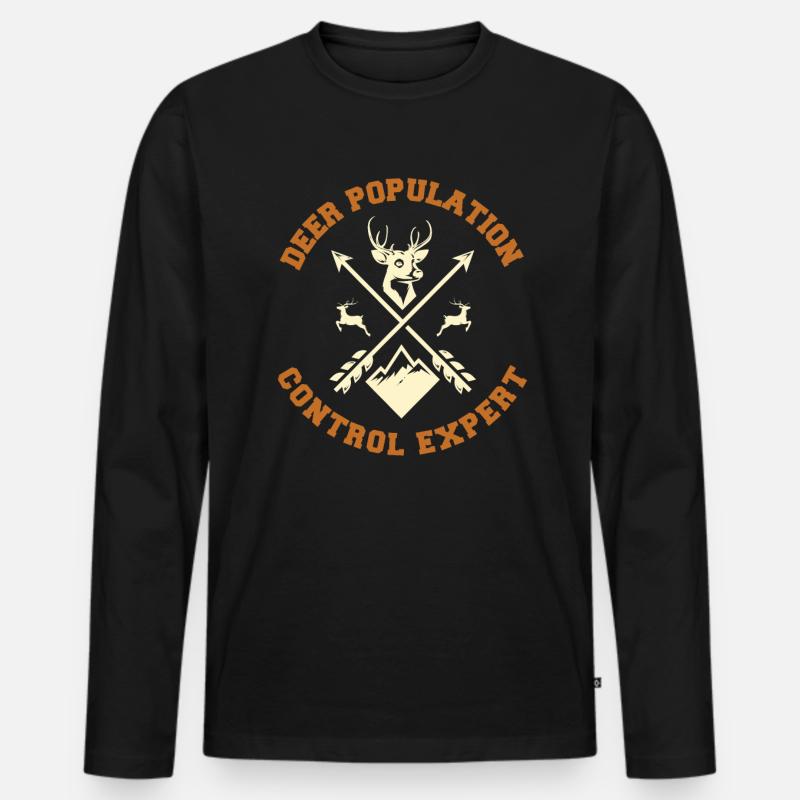 Hirsch Jäger - Männer Premium Bio Langarmshirt - Schwarz