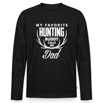 Papa Fête des Pères Cadeau Chasseur de cerfs - T-shirt manches longues Premium bio Homme - noir - Devant - Nico (187cm)