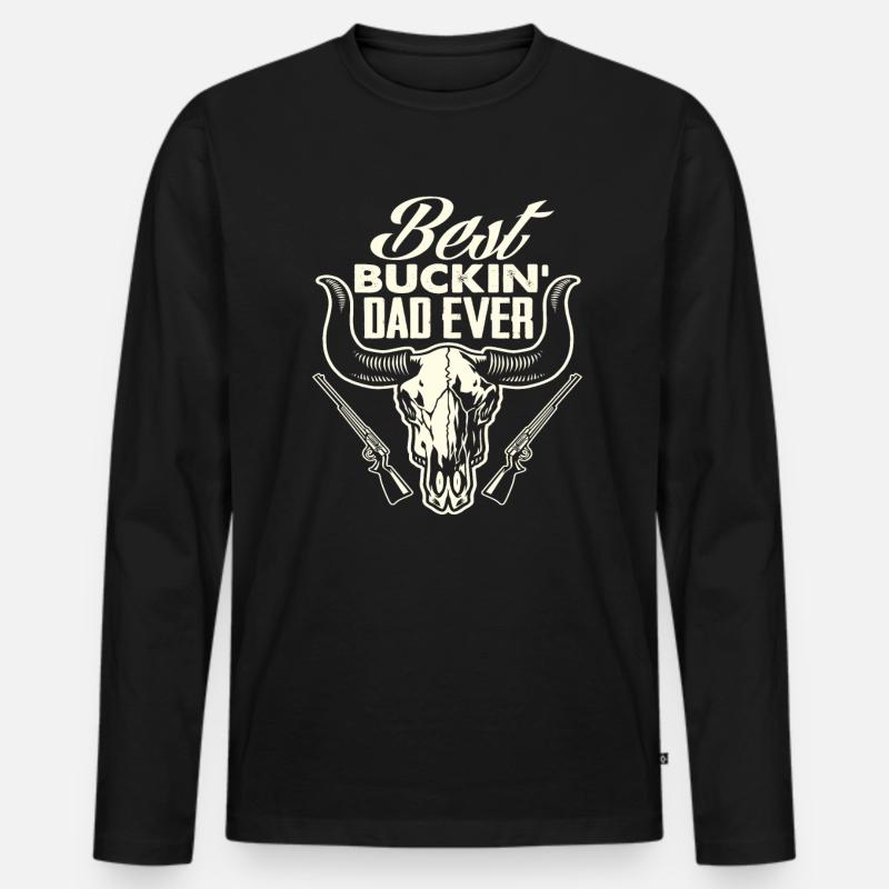 Bester Jagd Papa Hirsch - Männer Premium Bio Langarmshirt - Schwarz