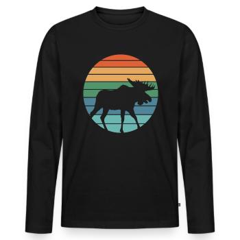 Chasse rétro au chasseur de cerfs - T-shirt manches longues Premium bio Homme - noir - Devant - Nico (187cm)