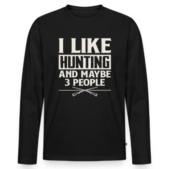 J’aime la chasse et 3 personnes - T-shirt manches longues Premium bio Homme - noir - Devant - Nico (187cm)