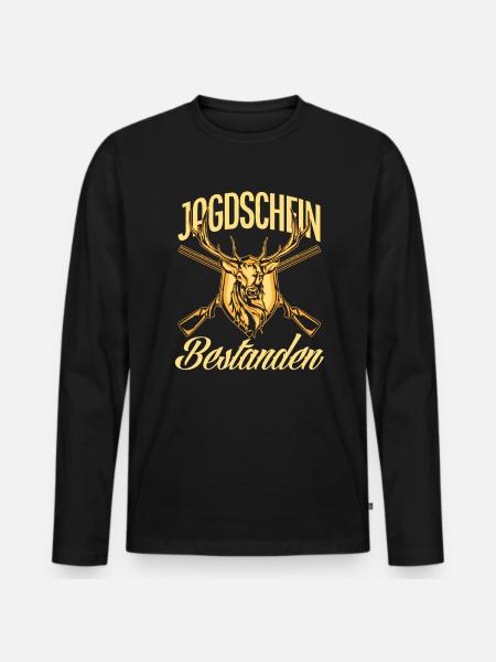 Jäger Jagdschein Bestanden Geschenk - Männer Premium Bio Langarmshirt - Schwarz