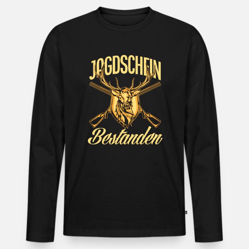 Jäger Jagdschein Bestanden Geschenk - Männer Premium Bio Langarmshirt - Schwarz