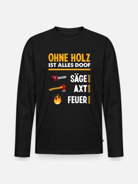 Kettensäge Waldarbeiter Holzfäller Säge Feuer - Männer Premium Bio Langarmshirt - Schwarz