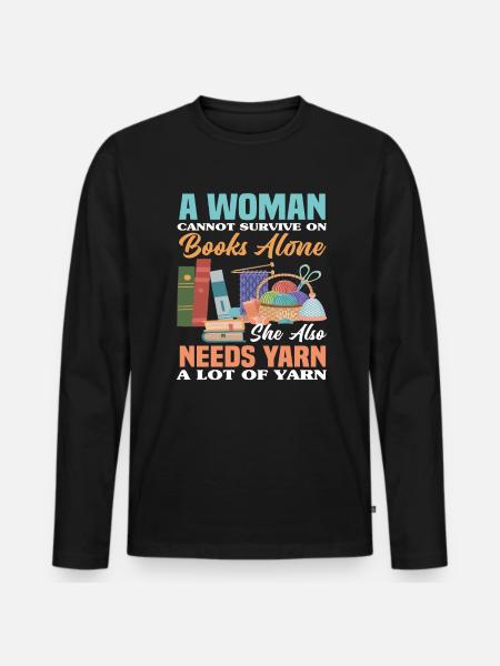 Knitting Books - Men's Premium Organic Long Sleeve Shirt - black