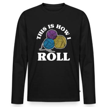 Stricken Wolle Garn - Männer Premium Bio Langarmshirt - Schwarz - Vorne - Nico (187cm)