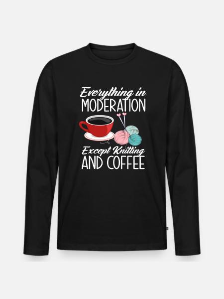 Knitting Coffee Love Hobby - Men's Premium Organic Long Sleeve Shirt - black