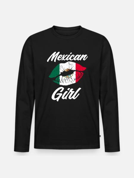 Mexiko Mexikanerin Mädchen - Männer Premium Bio Langarmshirt - Schwarz