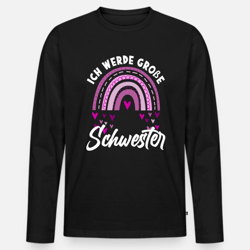 Ich Werde Große Schwester Regenbogen - Männer Premium Bio Langarmshirt - Schwarz