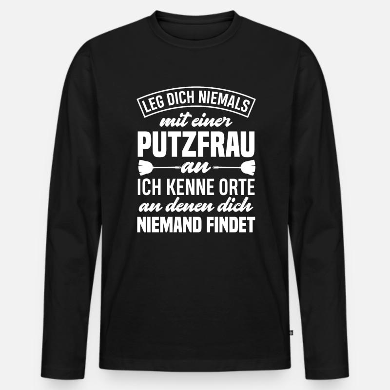 Putzfrau - Männer Premium Bio Langarmshirt - Schwarz