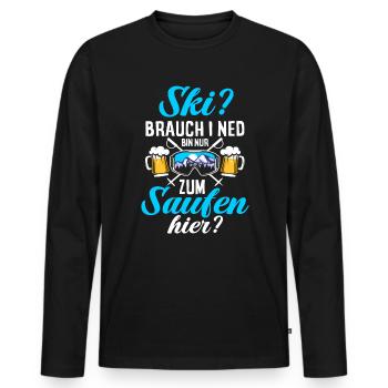 Ski fahren Skifahrer Männer Herren Jungs Saufen - Männer Premium Bio Langarmshirt - Schwarz - Vorne - Nico (187cm)