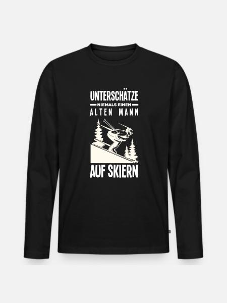 Ski Alter Mann Opa Geschenk - Männer Premium Bio Langarmshirt - Schwarz
