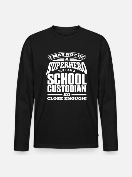 Super-héros concierge d’école - T-shirt manches longues Premium bio Homme - noir