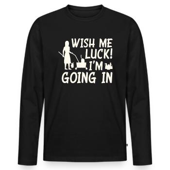 Lustiges Schulhausmeisterin Putzen - Männer Premium Bio Langarmshirt - Schwarz - Vorne - Nico (187cm)