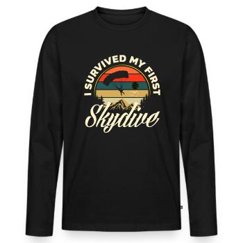 First Parachute Jump Skydiving - Men's Premium Organic Long Sleeve Shirt - black - Front - Nico (187cm)