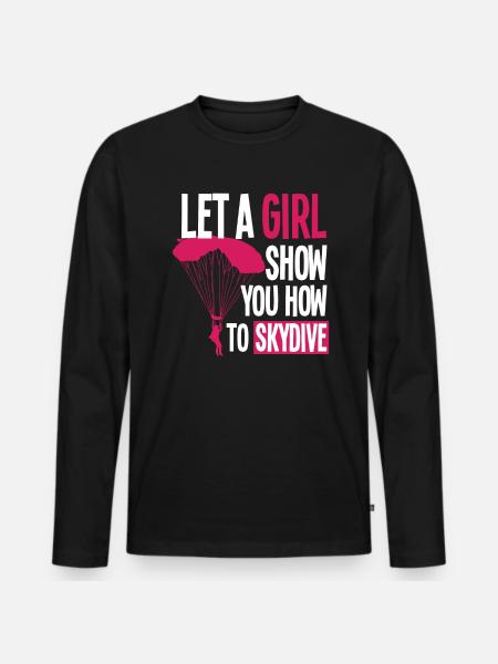 Skydiving Girl Hobby Gift - Men's Premium Organic Long Sleeve Shirt - black