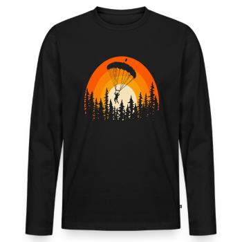 Parachutist - Men's Premium Organic Long Sleeve Shirt - black - Front - Nico (187cm)
