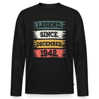 Legend since December 1942 80 years anniversary - Men's Premium Organic Long Sleeve Shirt - black - Front - Nico (187cm)