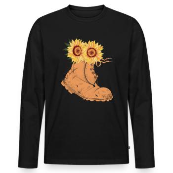 Sonnenblume Pflanze Sonnenblumen - Männer Premium Bio Langarmshirt - Schwarz - Vorne - Nico (187cm)