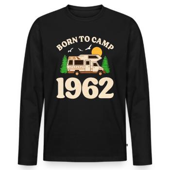 Né Pour Camper 1962 Camping 60 Ans Anniversaire - T-shirt manches longues Premium bio Homme - noir - Devant - Nico (187cm)