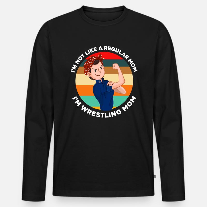 Wrestling Mama - Männer Premium Bio Langarmshirt - Schwarz