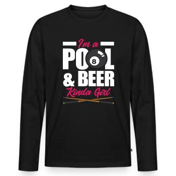 Billard Mädchen Frau Bier Hobby - Männer Premium Bio Langarmshirt - Schwarz - Vorne - Nico (187cm)