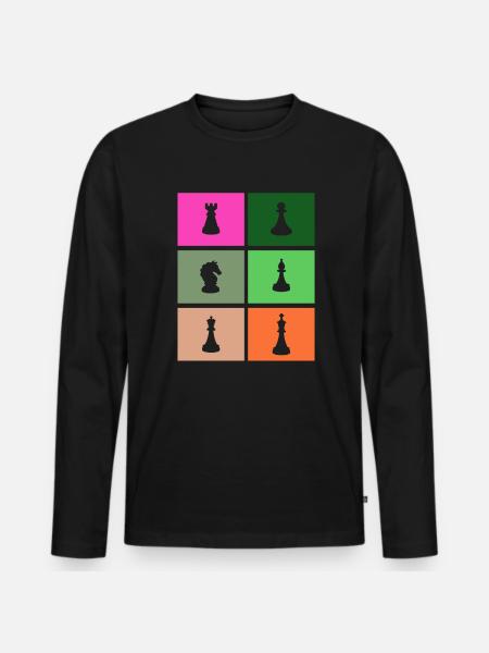 Pièces d’échecs - T-shirt manches longues Premium bio Homme - noir