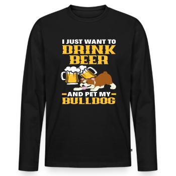 Bière Bulldog - T-shirt manches longues Premium bio Homme - noir - Devant - Nico (187cm)