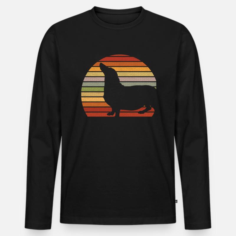 Dackel - Männer Premium Bio Langarmshirt - Schwarz