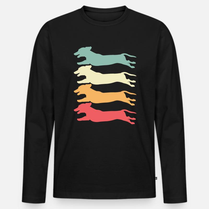 Retro Dackel - Männer Premium Bio Langarmshirt - Schwarz