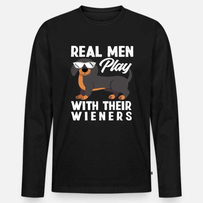 Dackel Echte Männer - Männer Premium Bio Langarmshirt - Schwarz