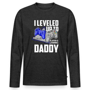 Ascended to Papa Gamer Gaming Father's Day - Men's Premium Organic Long Sleeve Shirt - heather anthracite - Front - Nico (187cm)
