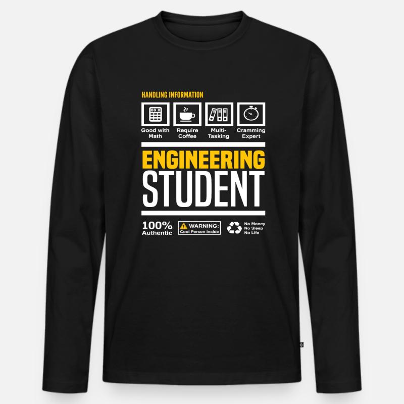 Engineering Student Studies Degree - Men's Premium Organic Long Sleeve Shirt - black
