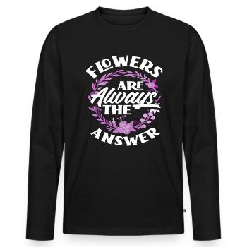 Flower Florist Florist Saying - Men's Premium Organic Long Sleeve Shirt - black - Front - Nico (187cm)