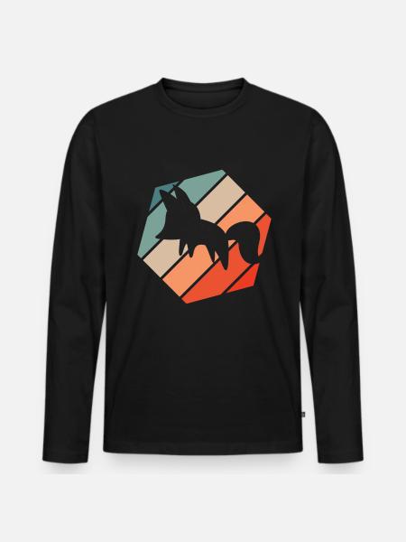 Fuchs Rétro - T-shirt manches longues Premium bio Homme - noir