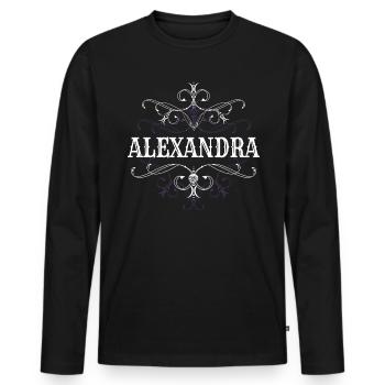 Alexandra Nom Prénom personnalisé - T-shirt manches longues Premium bio Homme - noir - Devant - Nico (187cm)