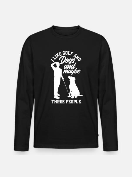 Golf Dogs Love Gift - Men's Premium Organic Long Sleeve Shirt - black