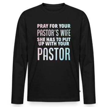 Pastor Pastor Preaching Praying Christian - Men's Premium Organic Long Sleeve Shirt - black - Front - Nico (187cm)