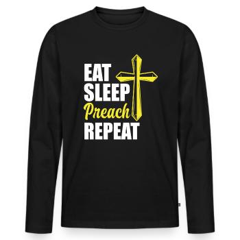 Pasteur Pasteur Alimentation Sommeil Prédication - T-shirt manches longues Premium bio Homme - noir - Devant - Nico (187cm)