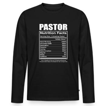 Pastor Pastor Nutritional Information - Men's Premium Organic Long Sleeve Shirt - black - Front - Nico (187cm)