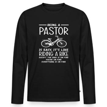 Pasteur Pasteur Vélo Prêcher - T-shirt manches longues Premium bio Homme - noir - Devant - Nico (187cm)