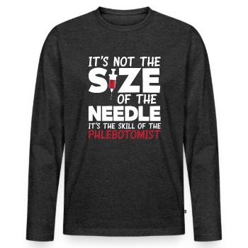 Puncture force - Men's Premium Organic Long Sleeve Shirt - heather anthracite - Front - Nico (187cm)